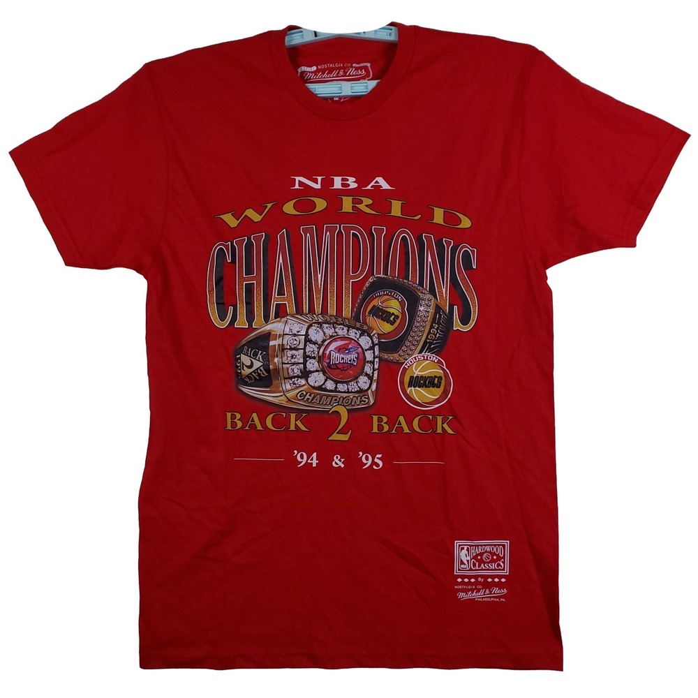 Houston Rockets Mitchell & Ness NBA Medium Shirt 94-95 Back 2 Back Rings Red NWT